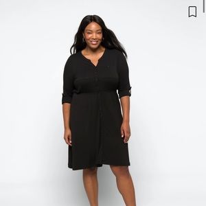 Free shipping black knit shirt dress